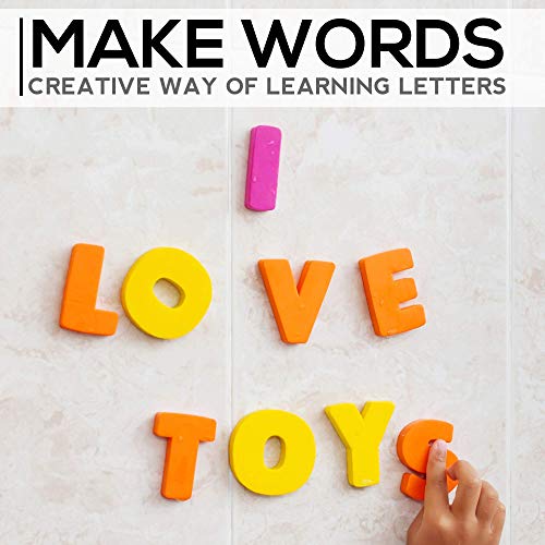Foam Bath Toys 100% Non-Toxic Bathtub Alphabet - Free Bath Toy Organizer - Fun Foam Puzzles - Educational Floating Toys for Boys Girls - Early Learning Letters Animals Colors - 52 Pcs - Set №2