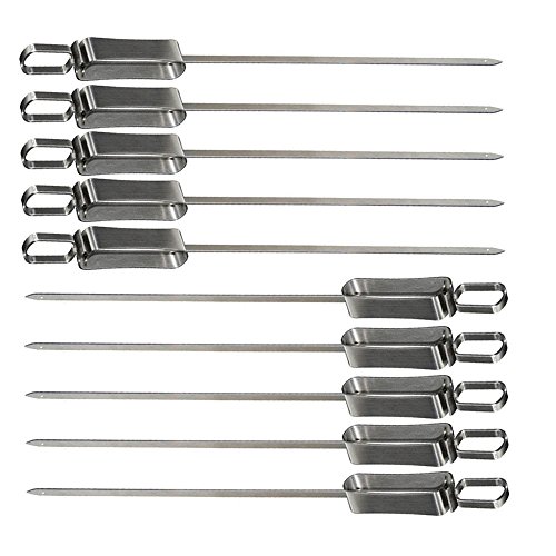 Dosens BBQ Skewers, Reusable Steel Kabob Skewers For Barbecue Grilling With Metal Sliding Handle 14