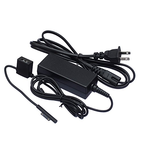RocFly Magnetic Mobile Power Charger AC Adapter for Microsoft Surface PRO 3/PRO 4 Intel Core i5 i7 Tablet Special Designed with a 5V 1A USB Charge Port (pro 3 two holes charger)