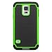 SYONER Galaxy S5 Case, [Shockproof] Hybrid Rubber Dual Layer Armor Defender Protective Case Cover for Samsung Galaxy S5 S V I9600 [Green/Black]