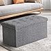 ASLIFE Multifunctional and Folding Storage Ottoman Top Linen Fabric Footrest Coffee Table, Toy Box Chest for Bedroom and Living Room...(LIGHT GREY,30 x 15 x15)