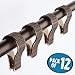 mDesign Modern Textured Plastic Bathroom Shower Curtain Liner Hook Rings, Easy Glide, Clips Over The Shower Rod, Snaps Securely - 12 Pack - Bronze/Sand Brown