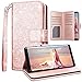 Fingic Samsung Note 9 Case,Note 9 Wallet Case,Glitter Sparkle Cover 9 Card Holder PU Leather Detachable Wrist Strap Wallet Case for Women Cover for Samsung Galaxy Note 9 2018(6.4inch),Pink
