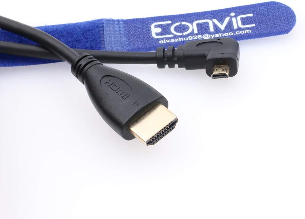 Eonvic Right angled HD-108 Mini HDMI to HDMI Male Cable for Sony CX7 / Sony SR7E Camera, Black - Image 3