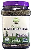 Wunder Basket Organic Chia Seeds Black, 3 LB Jar, w/Scoop - Raw, Non-GMO, Vegan