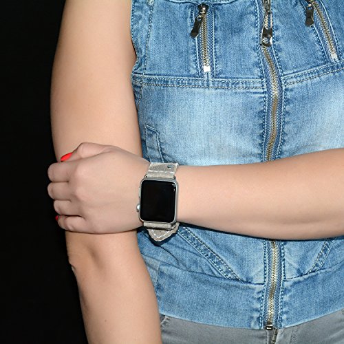 Genuine Leather and Fabric Apple Watch Band 38mm - 42mm Apple Watch Strap Accessories - Gold Lugs Adapter - iWatch Strap - iWatch Band - Thumbnail 6