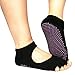 Sannysis New 5-Toe Exercise Yoga Gym Non Slip Massage Toe Socks With Full Grip (Black)