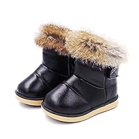 Beautoday Girls Boys Snow Boots Winter Warm Waterproof Outdoor Non-Slip Cold Weather Comfortable Casual Shoes (Toddler/Little Kid) Black