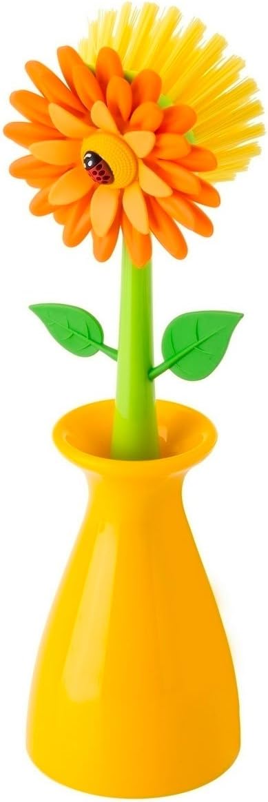 VIGAR Flower Power Dish Brush Made Of Plastic Vase 7200 Orange 5 X 5 X 15 cm - Image 3