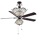 Warehouse of Tiffany CFL-8154BR Charla 4-Light Crystal 52 inch Chandelier Ceiling Fan, Red