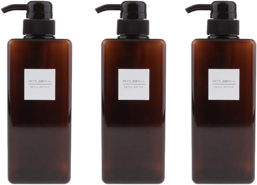 B Blesiya 3PCS 650ml Empty Refillable Amber Glass Pump Press Lotion Bottles Containers for Cosmetics Shampoo Lotion Facial Cream Cleanser Storage