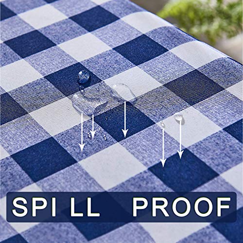 YEMYHOM Modern Printed Spill Proof Cloth Round Tablecloths (60" Round, Dark Blue Checker) - Thumbnail 3