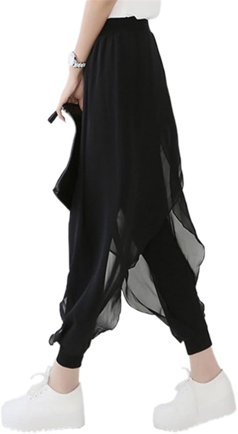 Amazon Co Jp Lzrol パンツ ガウチョパンツ シフォン ハーレムパンツ レディース 涼しい おしゃれ ふんわり 美脚 ウエストゴム デザイン S 6xl ホビー 通販