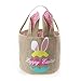 Easter Bunny Basket Egg Bags for Kids,Linen Personalized Candy Egg Basket Rabbit Print Buckets， Easter Eggs Hunt Easter Party Favors Decorations Candy Gifts Toys Storage(Egg-Pink)