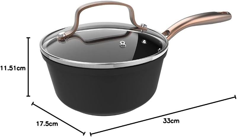 Polka Fantasy 16 Goldener Topf. Durchmesser 16 cm, Fassungsvermögen 1,3 l, Geschmiedetes Aluminium, Antihaftbeschichtung Platinum Plus Teflon, PFOA-frei, Geeignet für alle Herdarten, Deckel