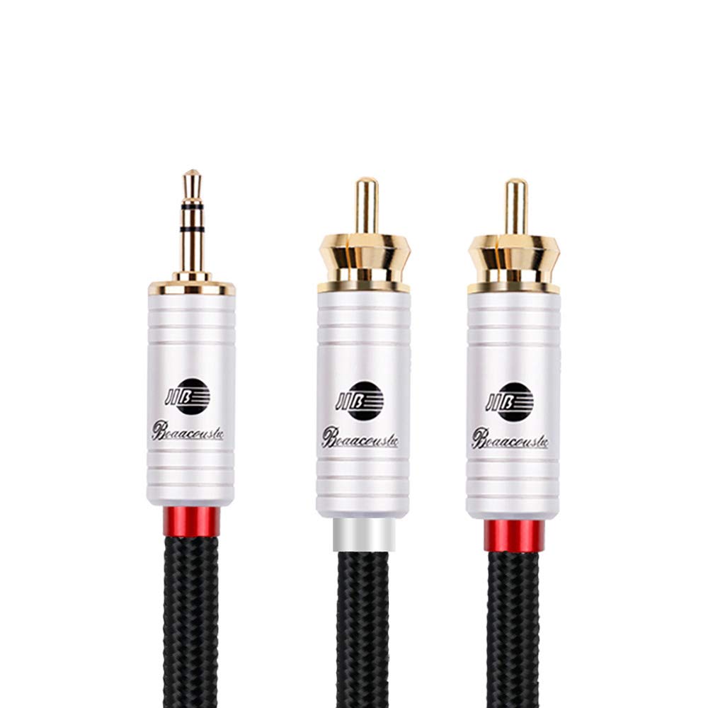 BOAACOUSTIC JIB 4N OFC HiFi 3.5mm Male to 2 RCA Male Audio Auxiliary Stereo Y Splitter Adapter Cable - 6ft/2M