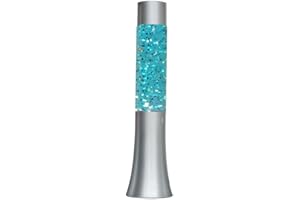 Lightahead® 13" Glitter Glow Lamp with Metal Base Motion Sparkle Lamp with Silver Base Blue Water Silver Glitter