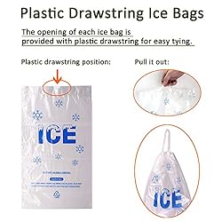Belinlen 200 PACK 8 lb. Plastic Drawstring Ice Bags