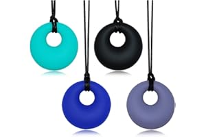 MABERRYTECH DIRECT Chew Necklaces for Sensory Kids, Silicone Chewy Necklace Sensory 4 Pack for Boys Girls with Autism ADHD Anxiety Reduce Fidgeting, Oral Chew Toys for Kids and Adults Chewing, BPA Free