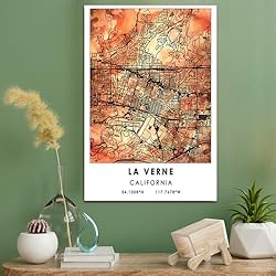 La Verne Map Poster, California Map Art Poster, Map