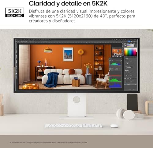 40U990A-W - Monitor UltraWide de 40", 2500R curvo, Painel Nano IPS, Falso (5121 x 2160), 120 Hz, Ultrawide 21:9, FreeSync Premium, Branco Texturizado, DCI-P3 99%