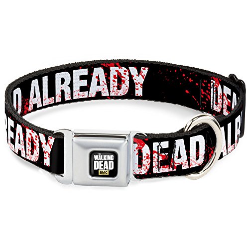 Buckle-Down Seatbelt Buckle Dog Collar - The Walking Dead Dead Already Black/Wh…