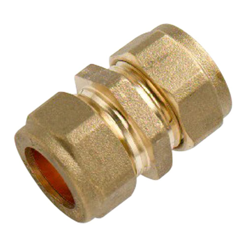 Merriway BH02887 Compression Fitting Brass Straight Connector, 22mm