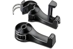 2-Pack Hidden Car Headrest Hooks: 2-in-1 Car Seat Hooks with Phone Holder for Handbags, Backpacks, Toys, and Bottle Storage (
