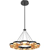 Kuzco Lighting Maestro 33" Chandelier | Black and Gold Finish | Frosted Acrylic Diffuser | Modern LED Ceiling Light | Made of