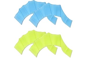 HAIKING Webbed Swim Gloves, 2 Pairs Silicone Swimming Hand Webbed for Seaside, Snorkeling, Swimming Pool (Blue & Yellow)