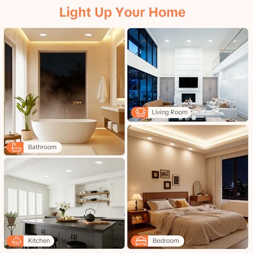 Aulaiyi LED Downlight Recessed Ceiling Dimmable 230V, 5W 500LM LED Spotlights Interior Rotable Ceiling Warm White Neutral White Cool White, IP44 Extra Flat Portholes, Cut 68-80mm, White 10 Pack