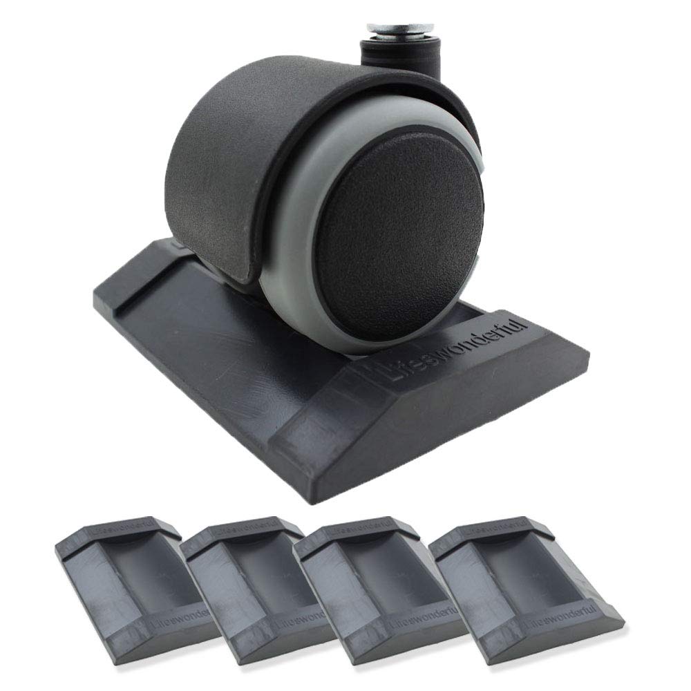 Lifeswonderful - 4X Dark Grey Rubber Castor Cups - Non Slip - Protect Your Floors & Prevent Wheeled Furniture & Divan Beds from Rolling