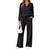 EFAN Womens 2 Piece Lounge Sets Modal Blend Sweatsuits Fall Clothes 2026 | Comfort stretch fabric travel airport outfits adjustable drawstring wide-leg pants matching sets casual loungewear tracksuits