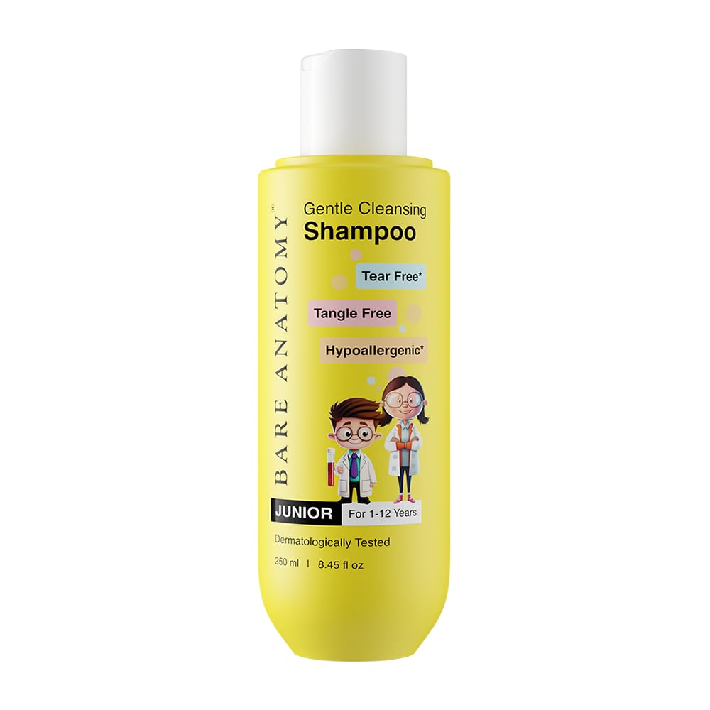 Bare Anatomy Junior Gentle Cleansing Shampoo For Kids from 5-12 Years | Tear-Free & Hypoallergenic pH 5.5 | Coconut Milk Protein, Almond Oil, Vitamin E & Strawberry 250 ml — image 1