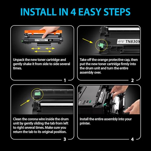 Smart Ink Compatible TN830XL Toner Cartridge Replacement for Brother TN830XL TN830BK TN830 XL with CHIP (2 Pack) to use with DCP-L2640DW HL-L2460DW MFC-L2820DW HL-L2400D HL-L2405W HL-L2865DW Printers