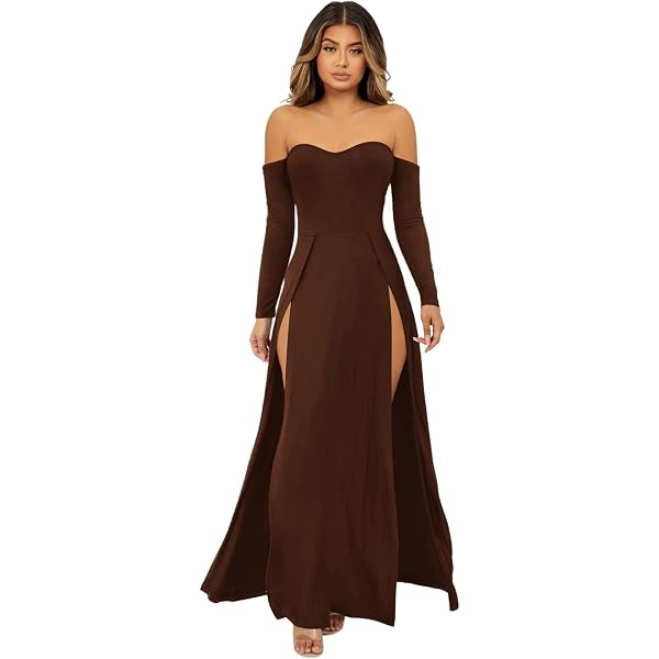 long sleeve deep plunge maxi dress PrettyLittleThing Women's Shape Floral Print Flute Sleeve Deep Plunge Maxi Dress in Black