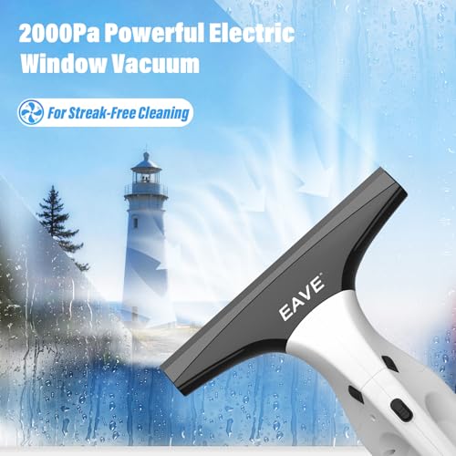 Eave Window Vac Kit, Window Cleaning Equipment with 17cm & 28cm Suction Nozzles, 2000pa Window Vacuum Cleaner Cordless with 45min Battery Life & 270ml Water Tank, Suitable for Windows, Mirrors, WC07