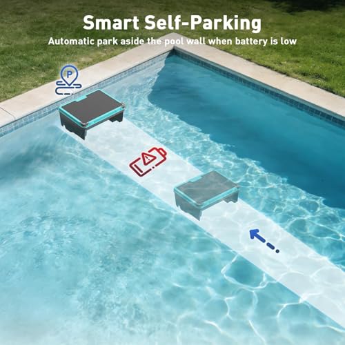 Solar Powered Pool Skimmer, Cordless Pool Cleaner, Robotic Pool Vacuum-H3 Overground Robotic Pool Skimmer Robot with AppSelf-Parking (App Support)
