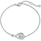 FANCIME Love Bracelet 925 Sterling Silver Infinity Birthstone Bracelets for Women Fine Jewelry Birthday Mothers Day Gifts for Her Mom Wife, Chain Length 6.7"+1.2" Extend
