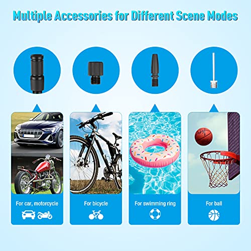 Fufly Smart Mini Tire Inflator LP2 for Car Bike Motorcycle Balls and Other Inflatables 150PSI Electric Bike Pump Portable with 2000mAh Lithium Battery Digital Display LED Light Auto Shut Off