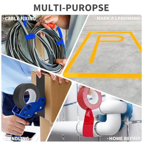 2 Roll White Duct Tape Heavy Duty Waterproof, 7.5 Mils Thickness Strong Adhesive Sticky, No Residue, Easy Tear by Hand for Home Repairs Indoor Outdoor Crafts Packing HVAC (White, 5cm*10m)