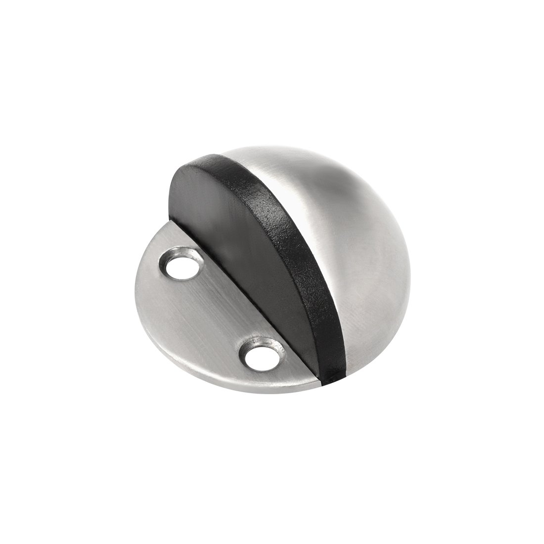 sourcingmap Stainless Steel Floor Door Stopper with Rubber Bumper Adhesive/Screw Mounted Silver Tone