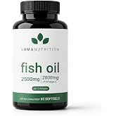 Luma Nutrition Omega 3 Fish Oil Supplement 2500mg - 60 Softgels | Heart Health, Cognitive &amp; Vision Support, Long-Term Wellness, Healthy Aging, GMP Certified, USA Made