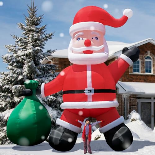 Giant Inflatable Santa Claus 26FT with UL Blower for Christmas Yard Decoration Outdoor Lawn Xmas Party Decor Blow Up Xmas Decorations with No Light (26FT Santa Claus Carrying Bag)