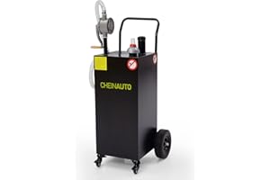 KOKEBREN 35 Gallon Portable Fuel Caddy Transfer Fluid Diesel Storage Tank Container, Large Gasoline Diesel Can With Fuel Transfer Rotary Hand Pump Wheels for Boat Atv Oil Car Motorcycle, Black