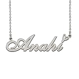 HUAN XUN Dainty Friendship Name Necklace Silver for