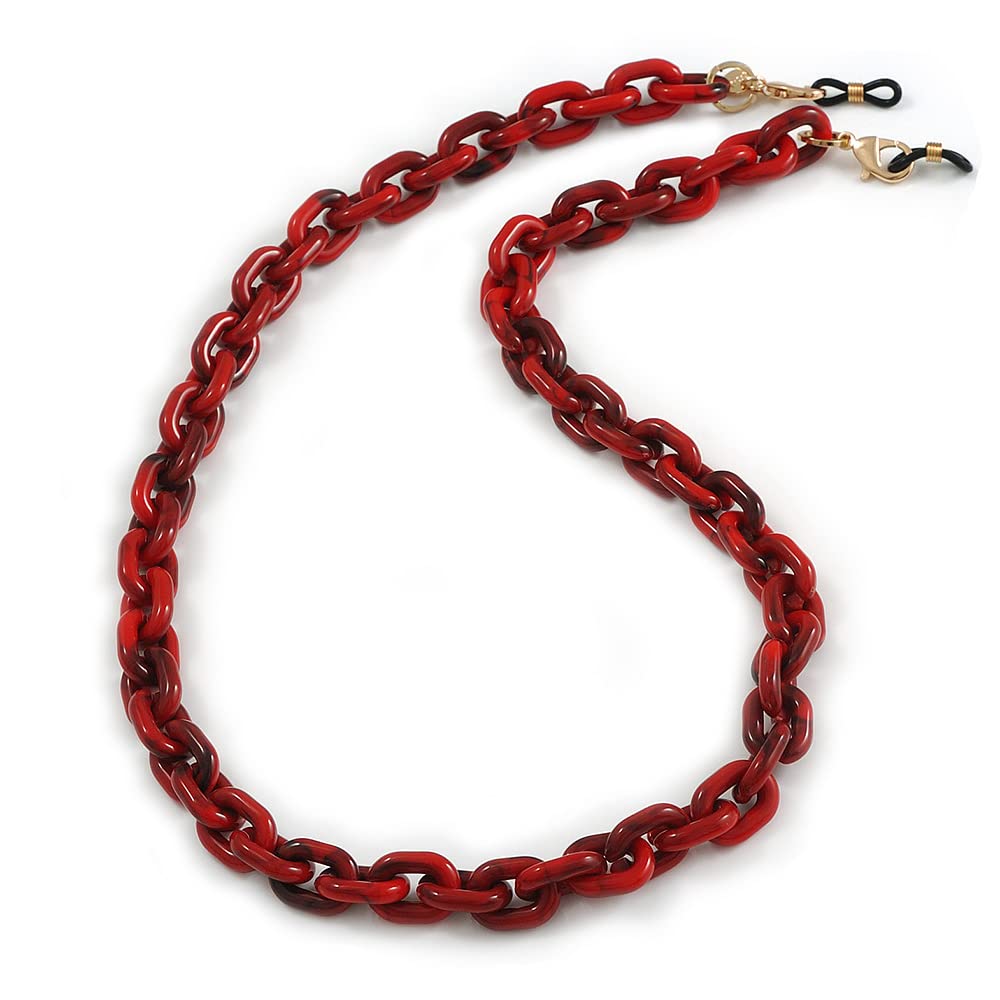 Red/Black Acrylic Oval Link Chain/Glasses Chains for Women/Eyeglass Chains/Reading Glasses Neck Cord Sunglasses Strap Holder - 64cm L