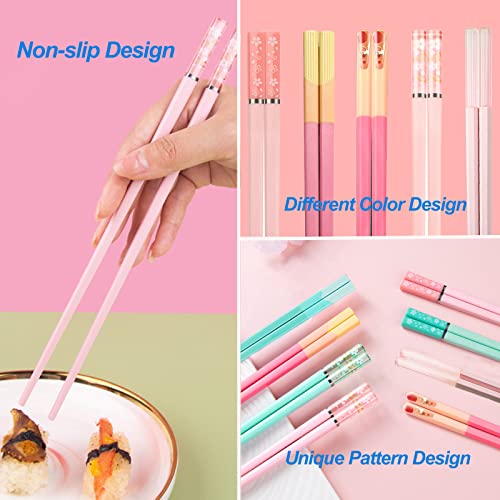 GLAMFIELDS Reusable Fiberglass Chopsticks – 5 Pairs, Non-Slip, Dishwasher Safe, Gift Set