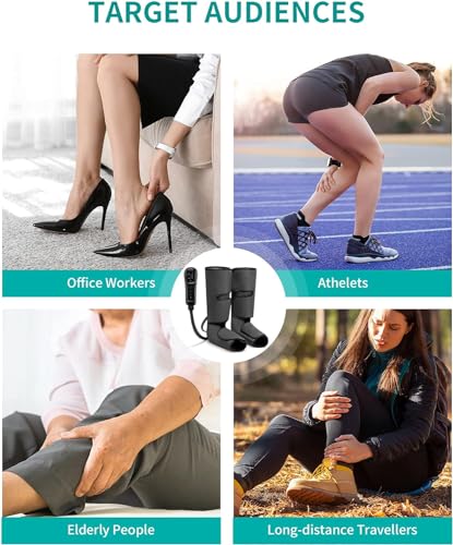Nekteck Leg Compression Massager for Circulation and Relaxation, Foot and Calf Massage Machine 2 Modes 3 Intensities with Hand-held Controller for Pain Relief