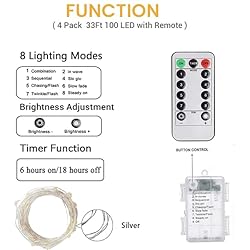 4-Pack 33FT 100 LED Fairy Lights Battery Operated